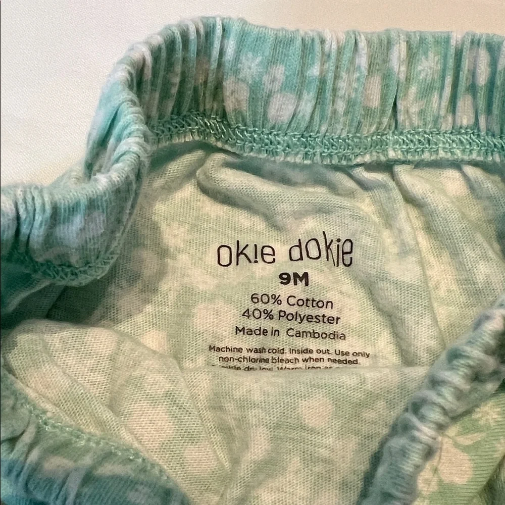 “Bundle 10/$13” Okie Dokie 9m Mint Floral Diaper Cover baby girl bloomers